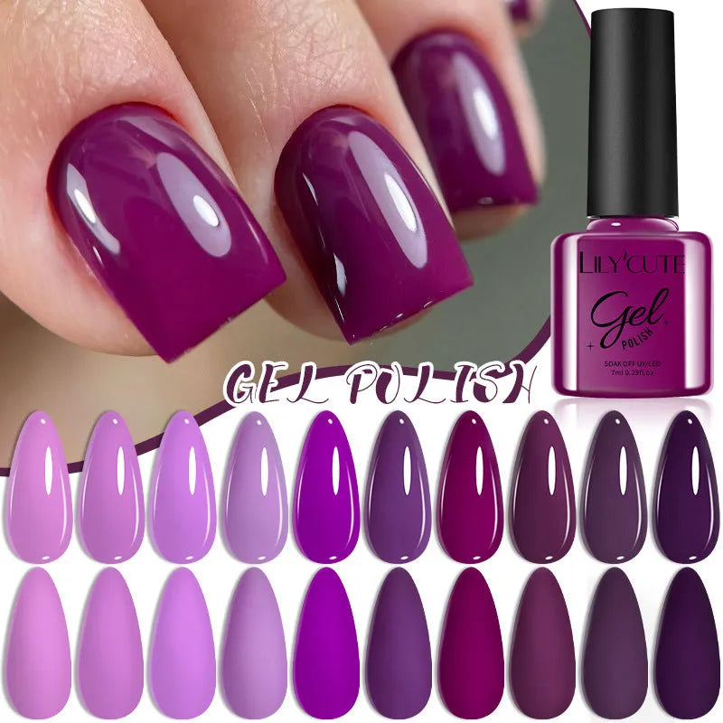 Set of 20 bottles of UV gel nail polish in solid glitter, sequin, and nude colours