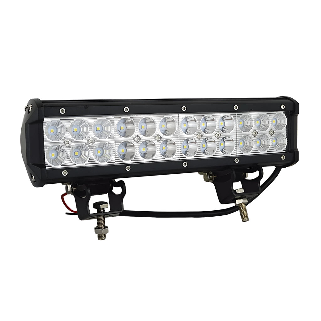 Black aluminium alloy LED roof light bar for off-road vehicles with double row LED array.