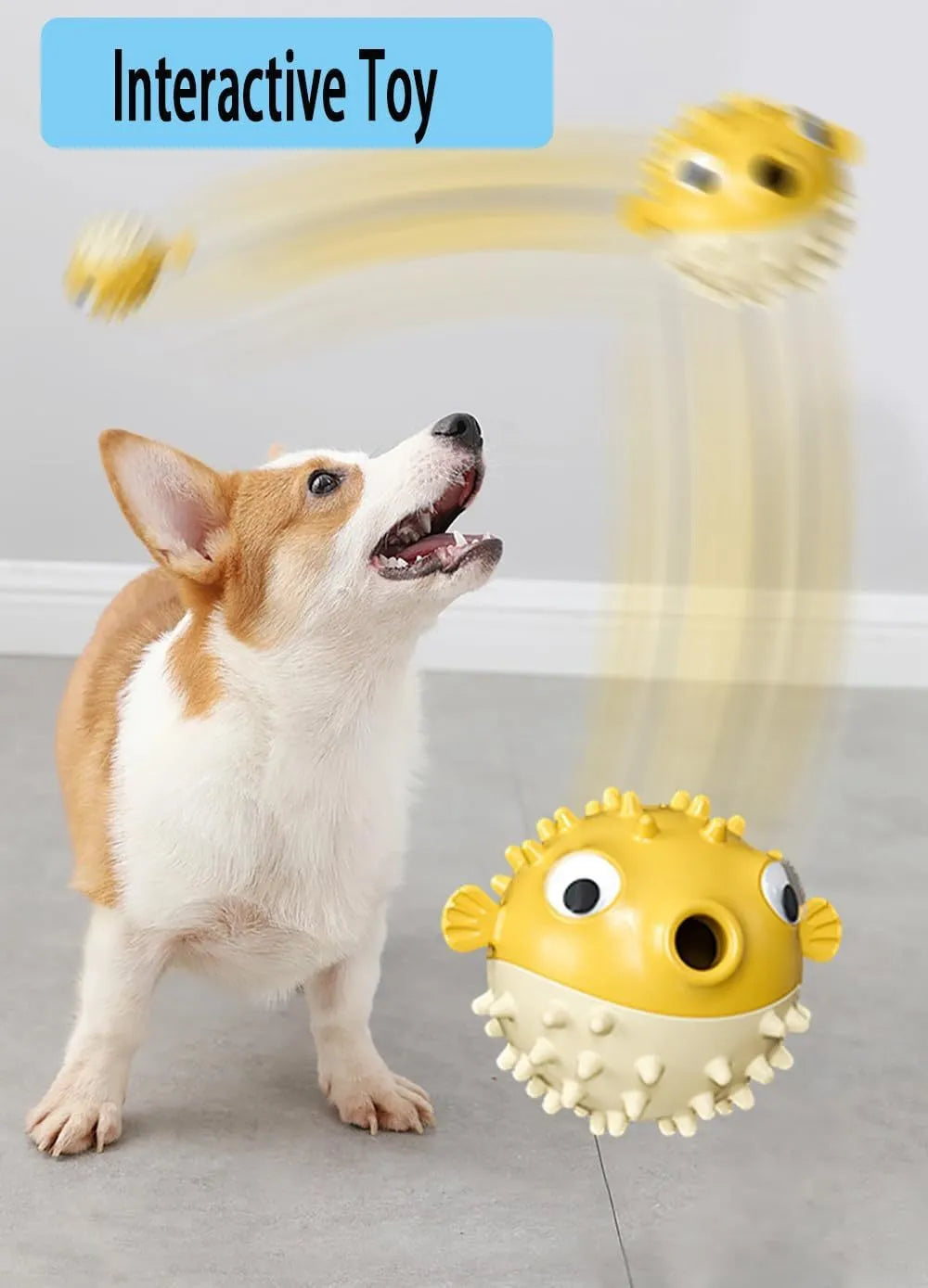 Green fish-shaped interactive dog toy with textured surface for treat dispensing and chewing.