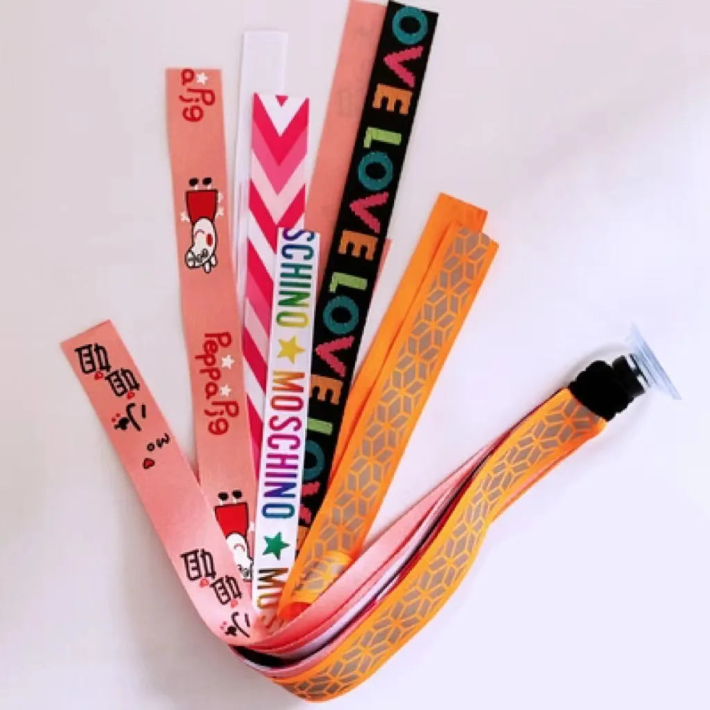 A decorative ribbon streamer for attaching to a child's roller skate or ski helmet, shown in a selection of colours.
