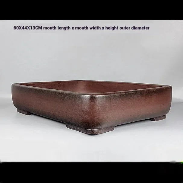 Handmade antique rectangular purple clay flower pot measuring 60 cm long.