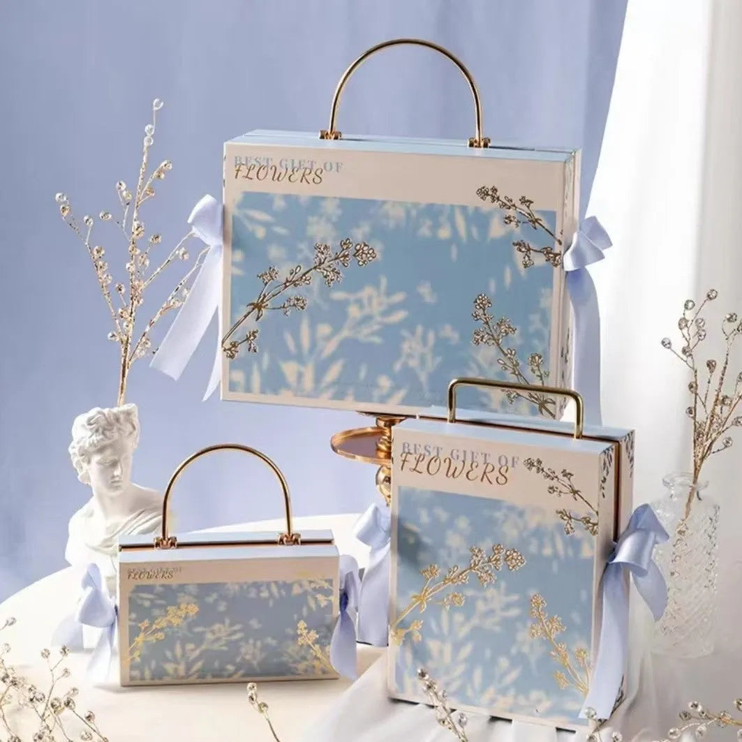 Hand gift box for girls pajamas marriage engagement in Champagne Gold with ironing craft finish