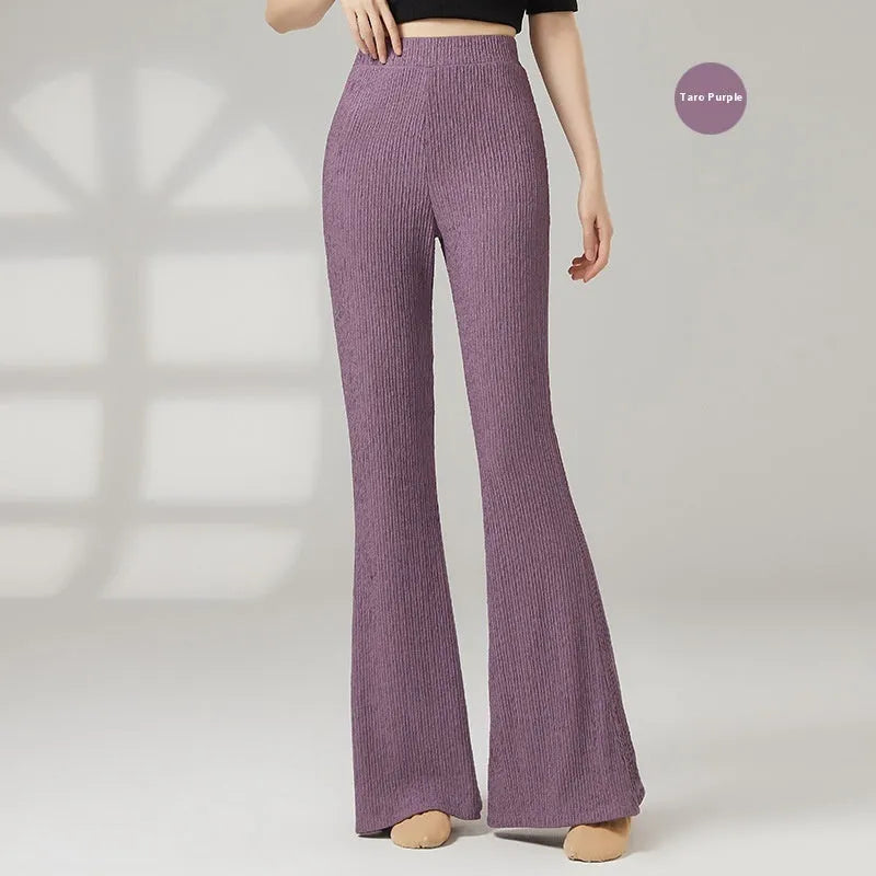 Women's solid-colour polyester dance practice trousers for classical and body training exercises
