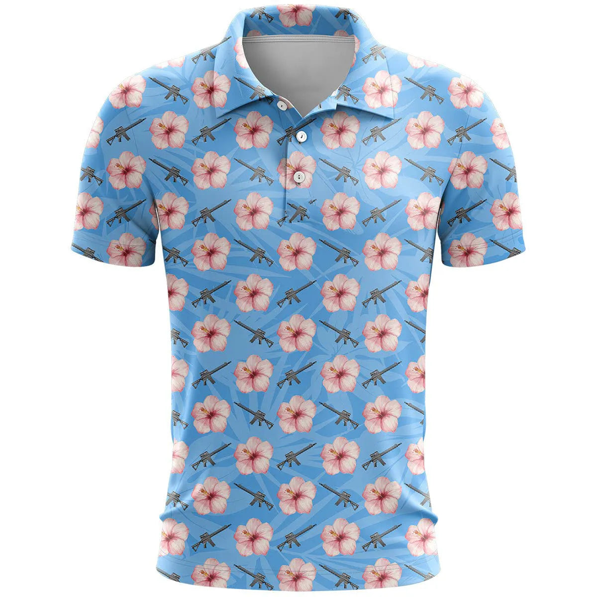 Man wearing a loose-fit grey 3D printed short sleeve sports T-shirt made from bird eye cloth.