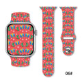 Christmas silicone watch strap with printed design in solid colour, fitting 38mm to 49mm smartwatch cases