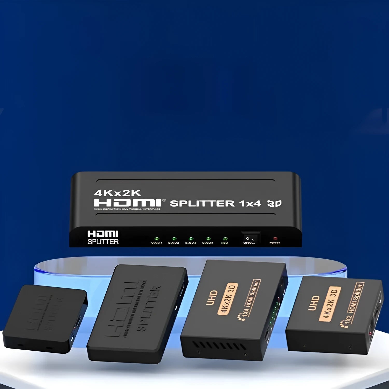 HDMI one-switch two-way frequency divider supporting 4K resolution with multiple interface options