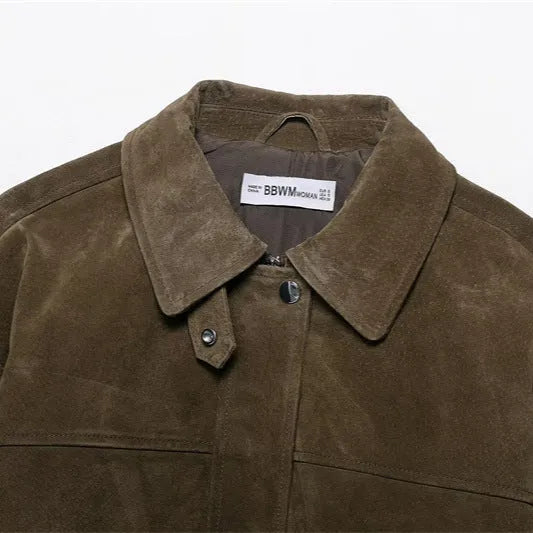Ladies' PU fabric jacket in regular fit with Japanese Korean casual styling