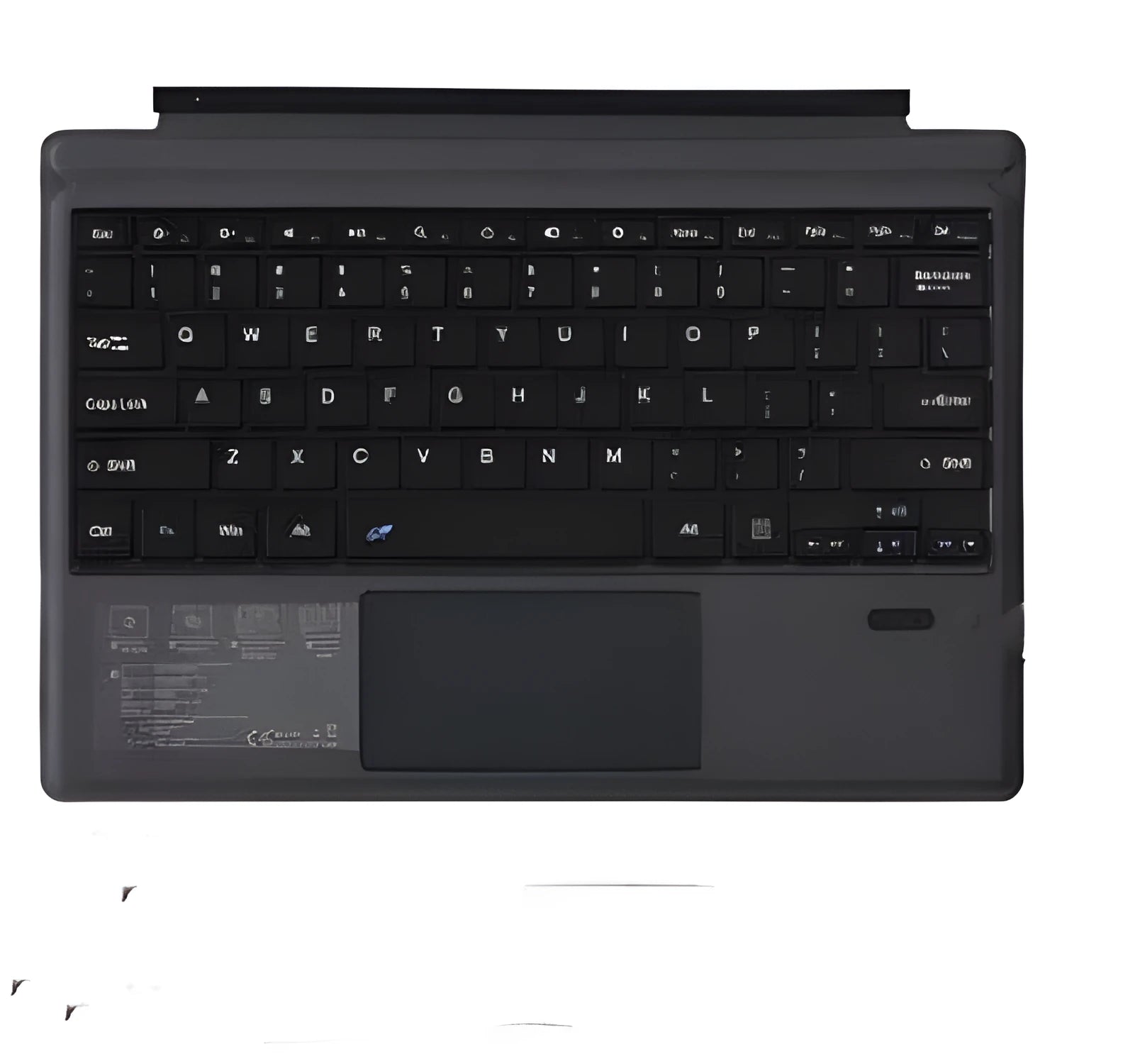 Black wireless Bluetooth acrylic keyboard for Microsoft Surface Pro 3-7 and Go2, 38cm wide
