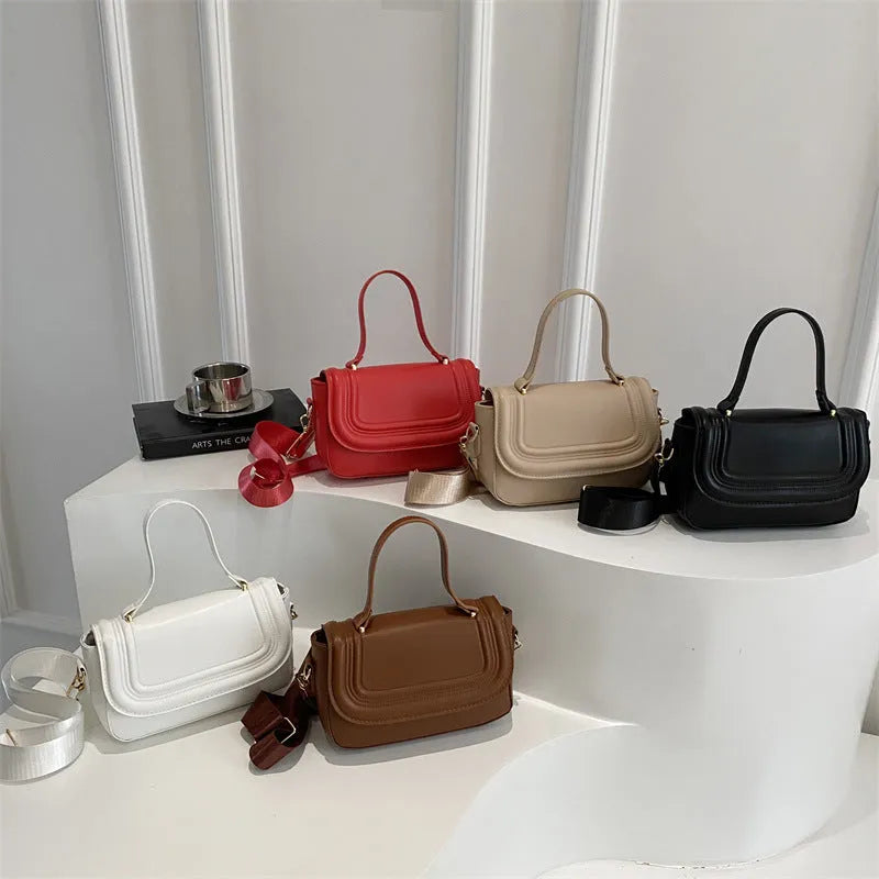 Women's one-shoulder crossbody bag in PU with sandwich pocket, available in five colours including black and khaki