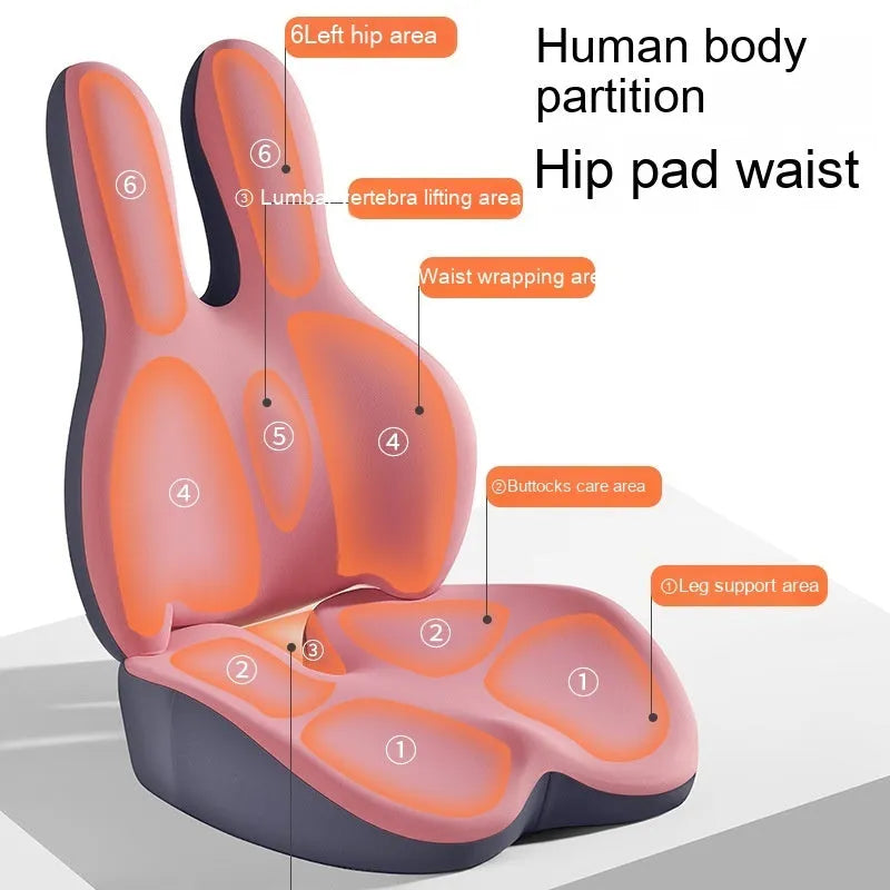 Flat style car seat cushion and lumbar support pad set in a choice of five colours.