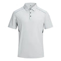 Man wearing a classic black short sleeve casual shirt made from quick-dry nylon spandex fabric.