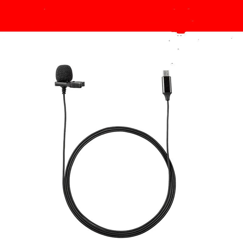 Wired lavalier lapel microphone with omni-directional capsule on a black cable
