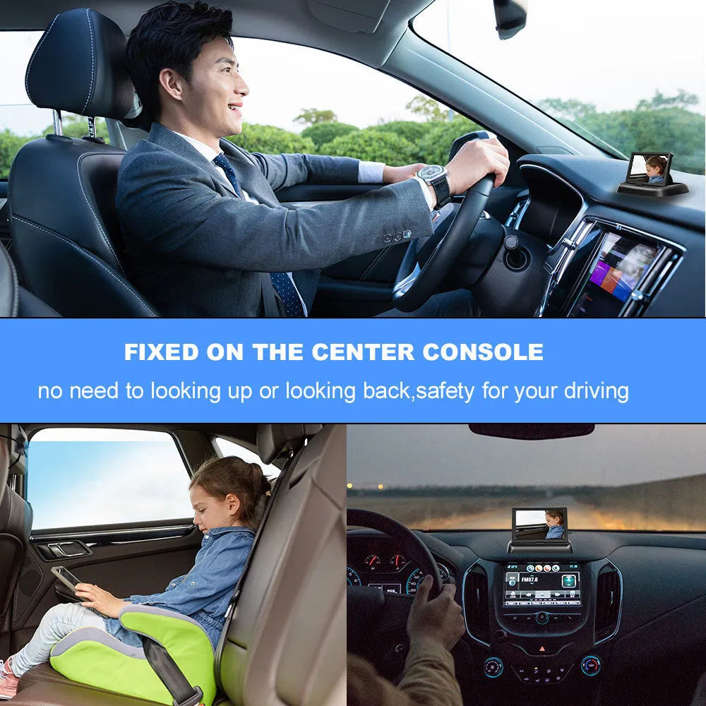 4.3-inch folding car baby monitoring screen with rear view camera and cigarette lighter power cord