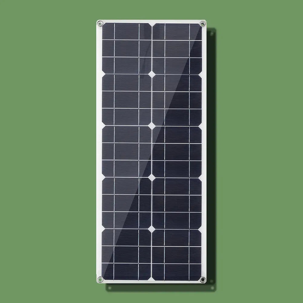 30W semi-flexible solar panel for outdoor USB charging of phones and devices