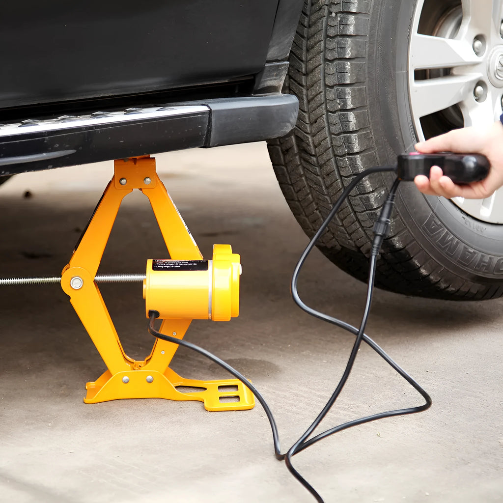 Electric hydraulic jack for vehicle lifting with 2-tonne capacity and 100W motor