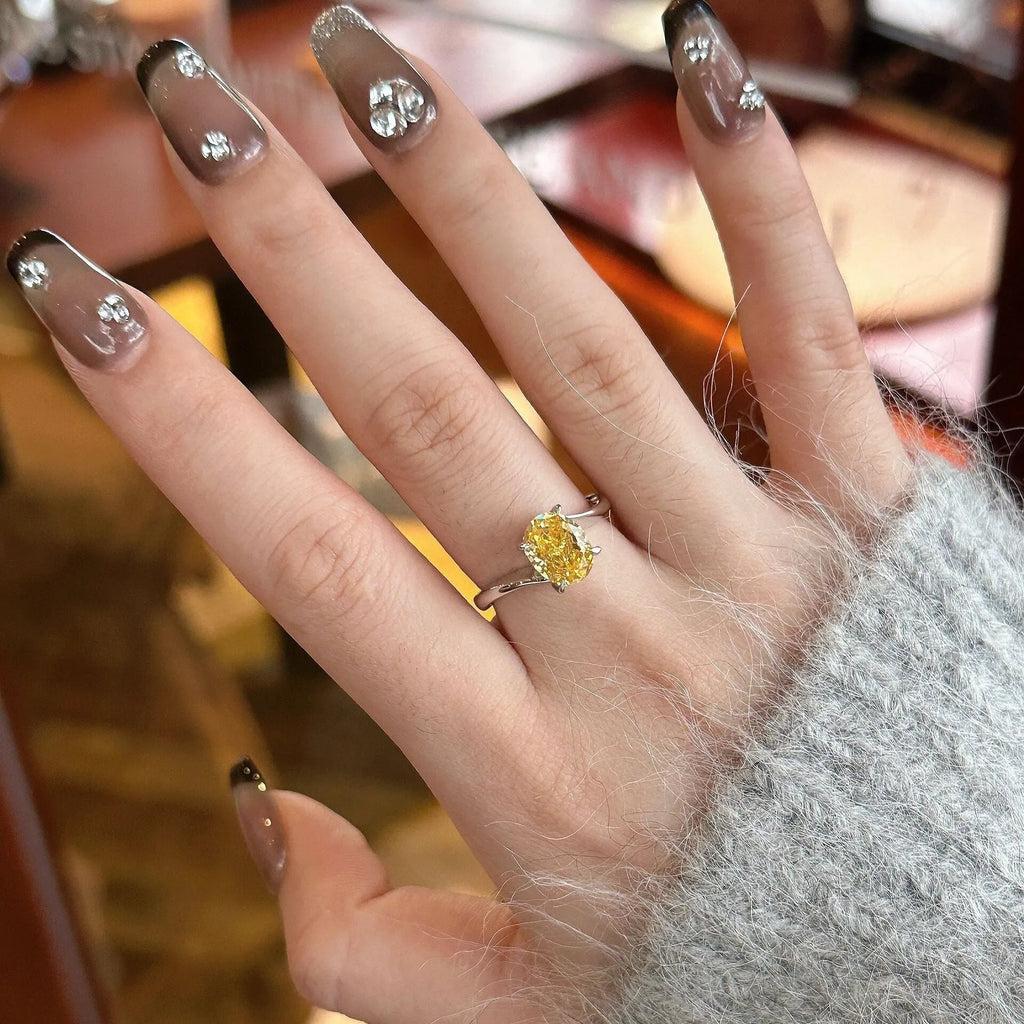 Women's copper ring with yellow rock sugar colour finish showing Seiko treatment