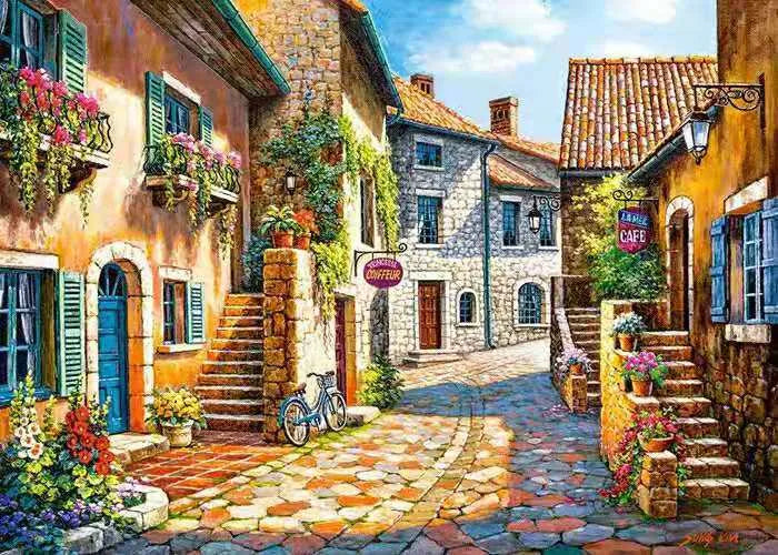 Hand-painted landscape oil painting on linen canvas with rimless modern design for wall decoration