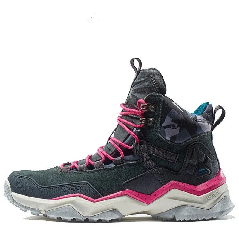 Waterproof non-slip high top hiking shoes for mountain climbing, unisex design in Light Khaki colour