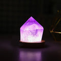 Natural amethyst crystal cake tower night light on USB base, modern simple style, purple stone