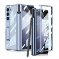 Electroplating transparent phantom magnetic pen holder phone case for Samsung Galaxy Z Fold5 in Holiday Blue hard PC shell
