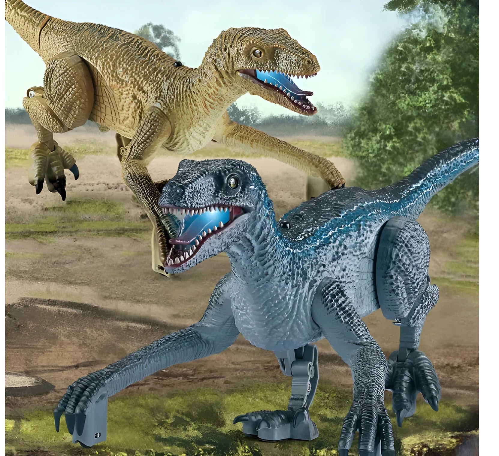 Remote control dinosaur toy with 3D eyes and realistic scales, 34.5cm, blue colour