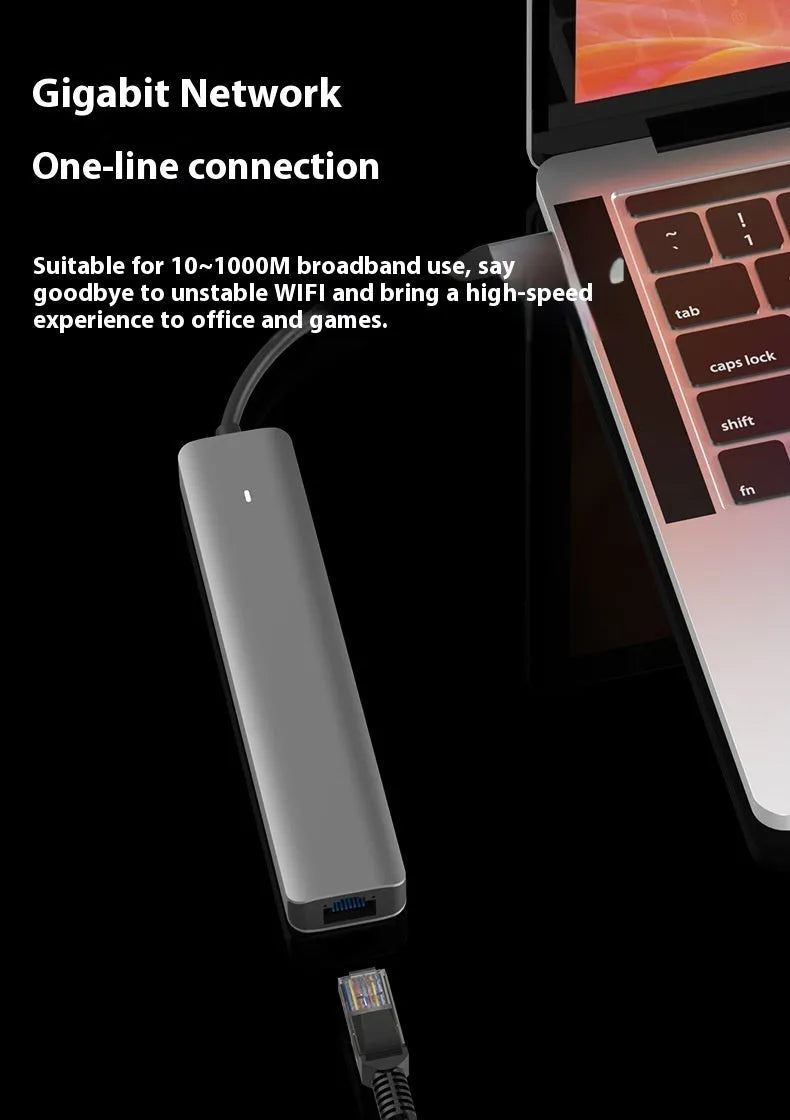 LQT-LH07 7-in-1 USB-C card reader and computer hub with multiple ports.