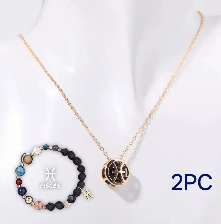 Natural stone beaded necklace and matching bracelet set in one of twelve available styles