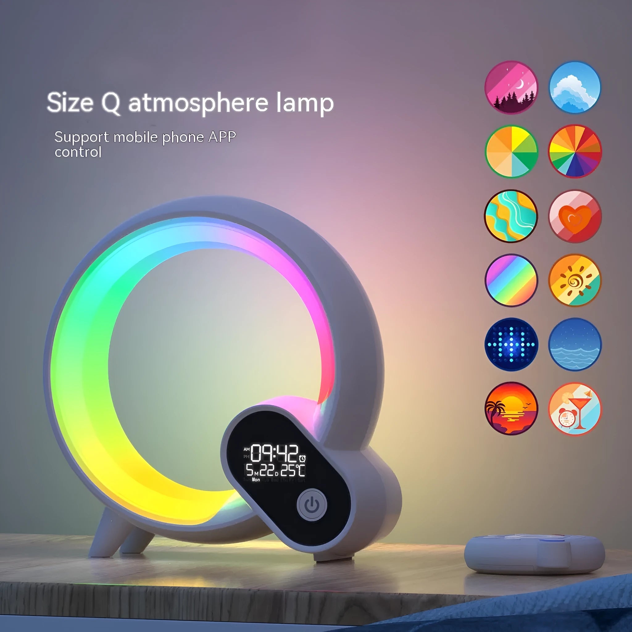 Creative Q Light analog sunrise digital alarm clock with Bluetooth audio and RGBCW atmosphere light in black