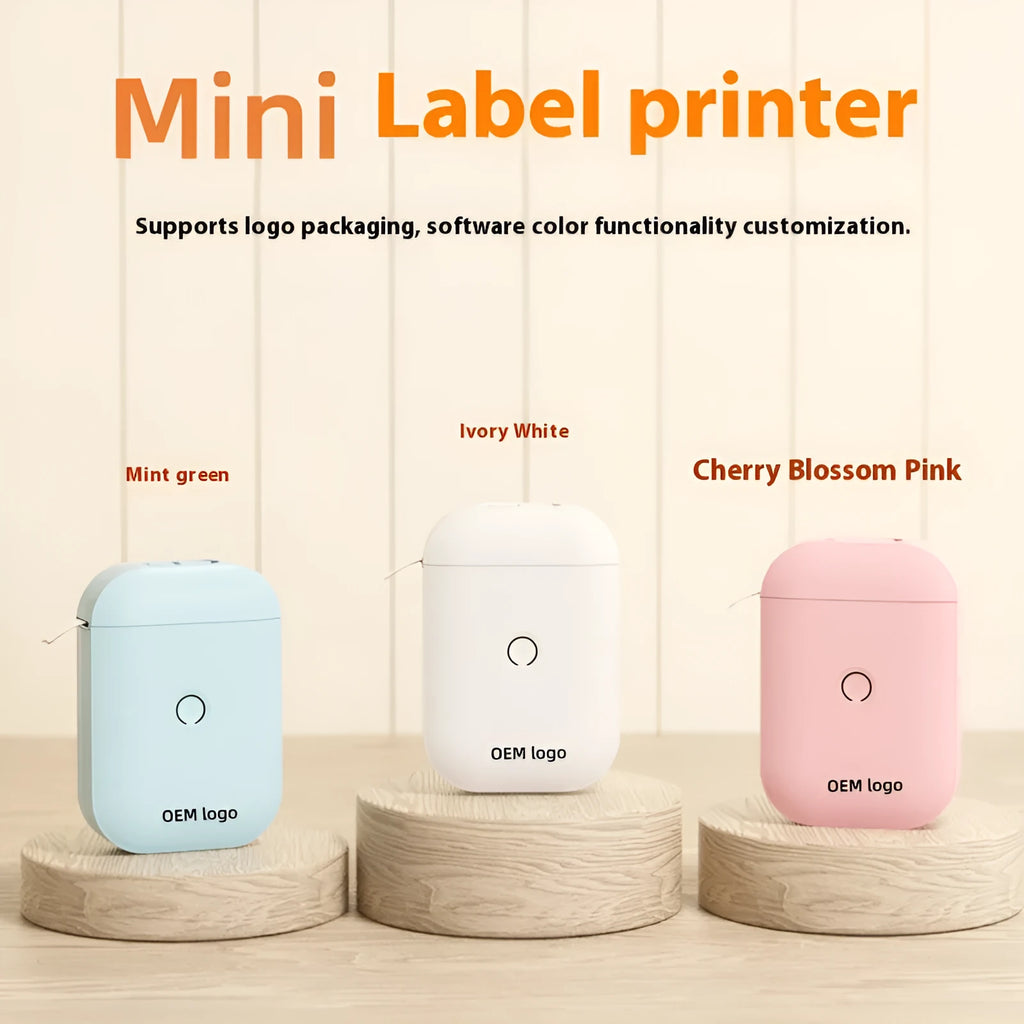 D11 AIYIN White portable Bluetooth thermal label printer with USB connectivity, dimensions 120x83x33mm