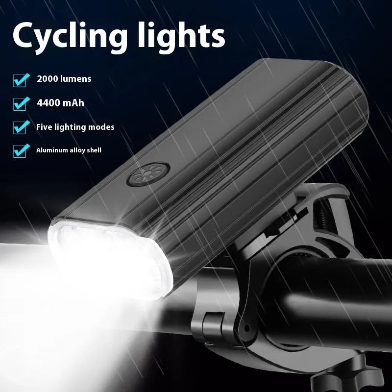 Aluminium alloy bicycle headlight with USB Type-C charging port and quick release mounting bases