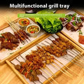 Square bamboo serving tray with solid colour design and brown handle options for barbecue shops