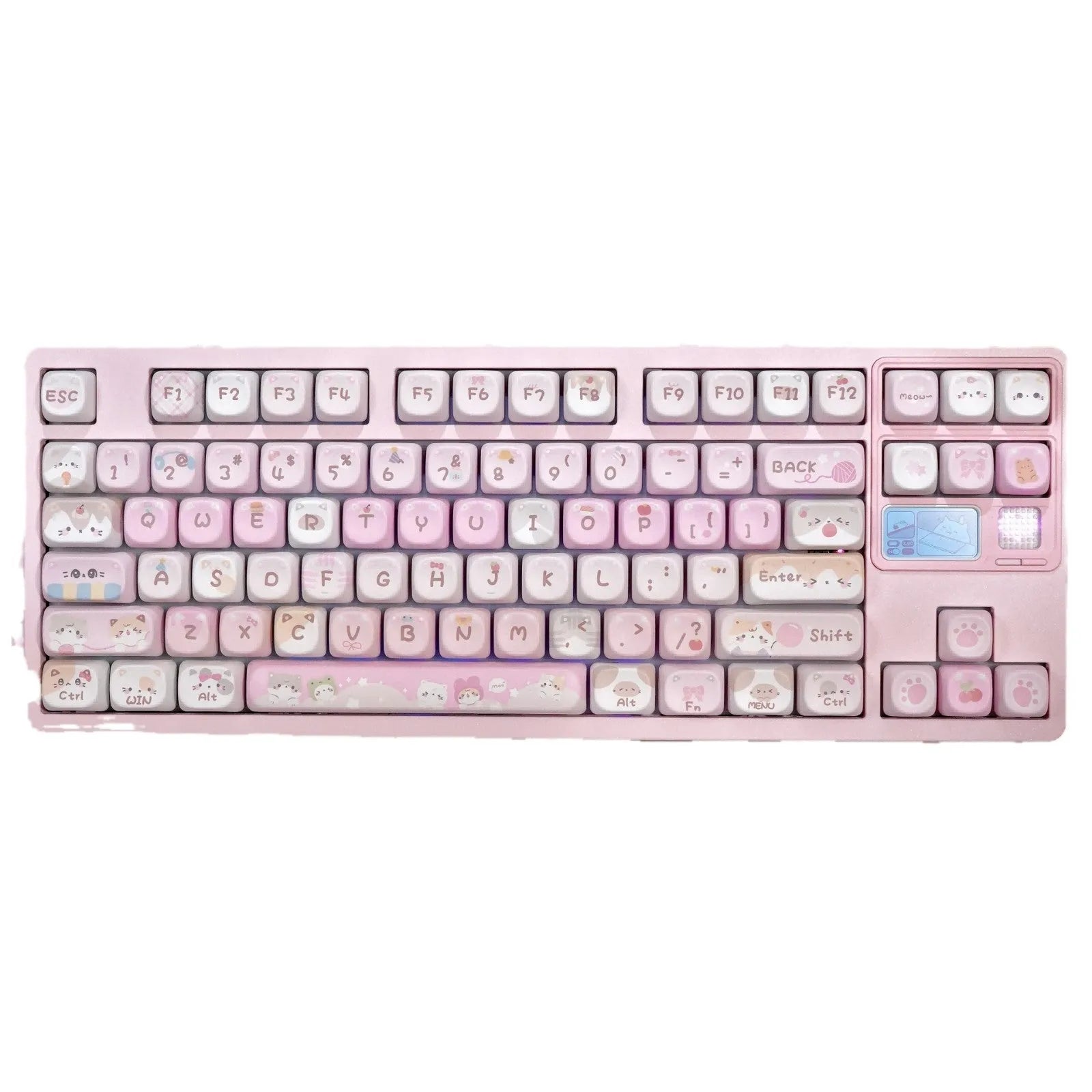 MOA Height pink cartoon sublimation key caps for mechanical keyboards showing five-sided design