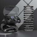 Non-entry ear-mounted wireless Bluetooth headset with digital display in black colour