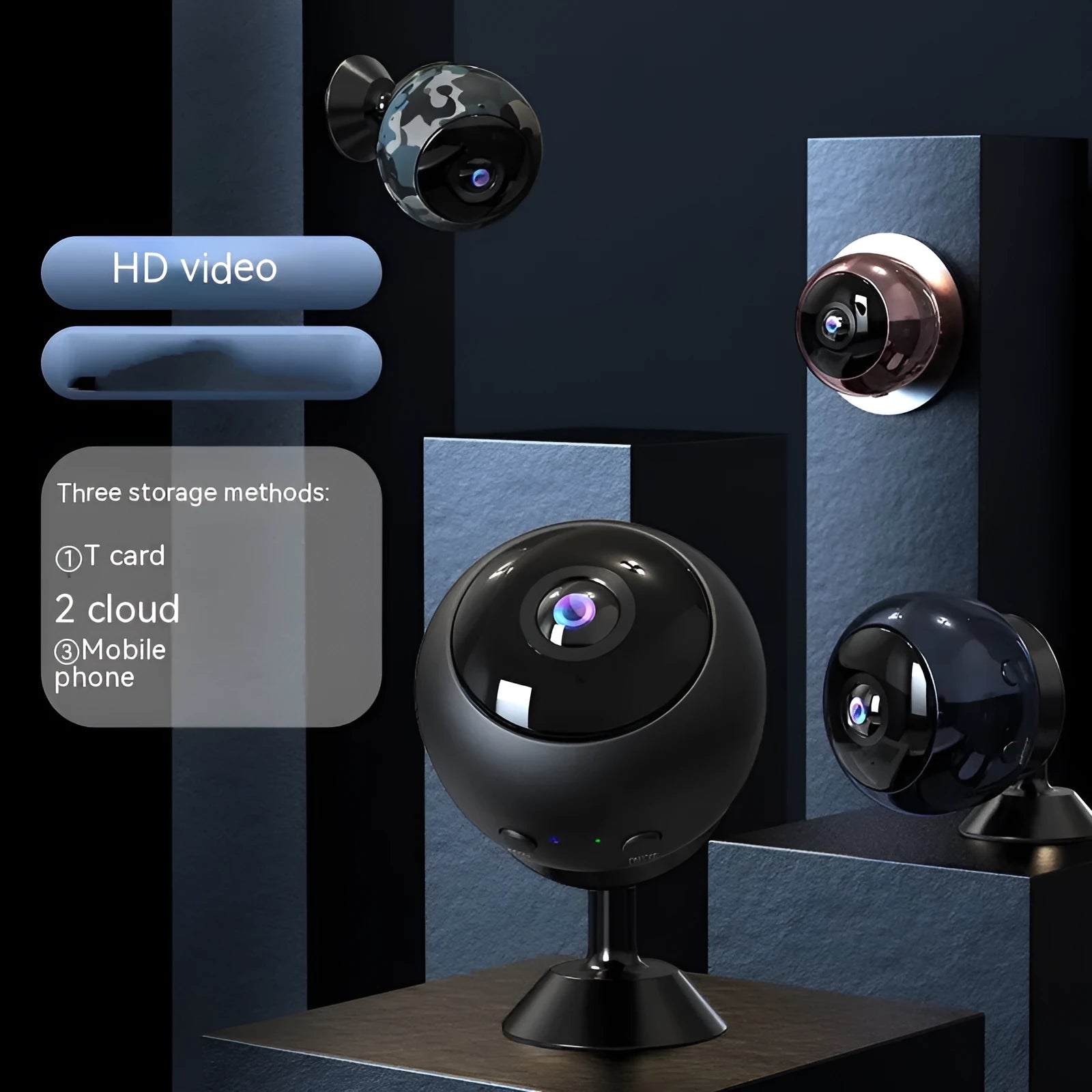 Wireless WiFi surveillance camera with 1080p resolution and ABS plastic housing