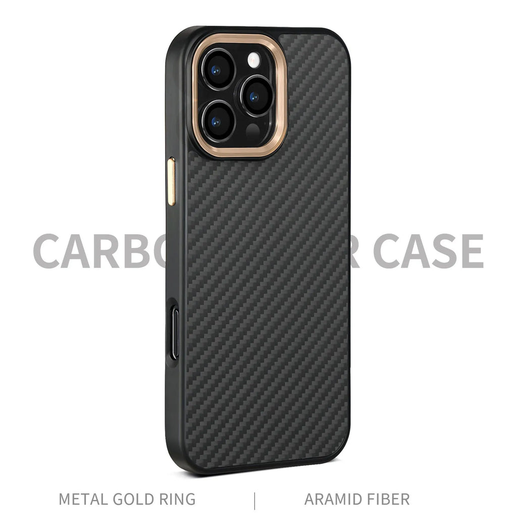Green frame with magnetic carbon fibre metal frame Kevlar phone case for iPhone
