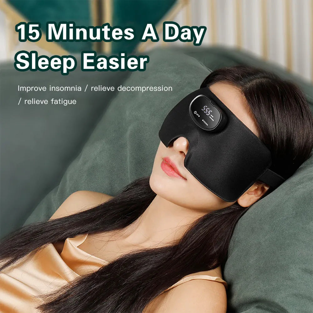 Black smart sleep aid eye mask with EMS massage feature