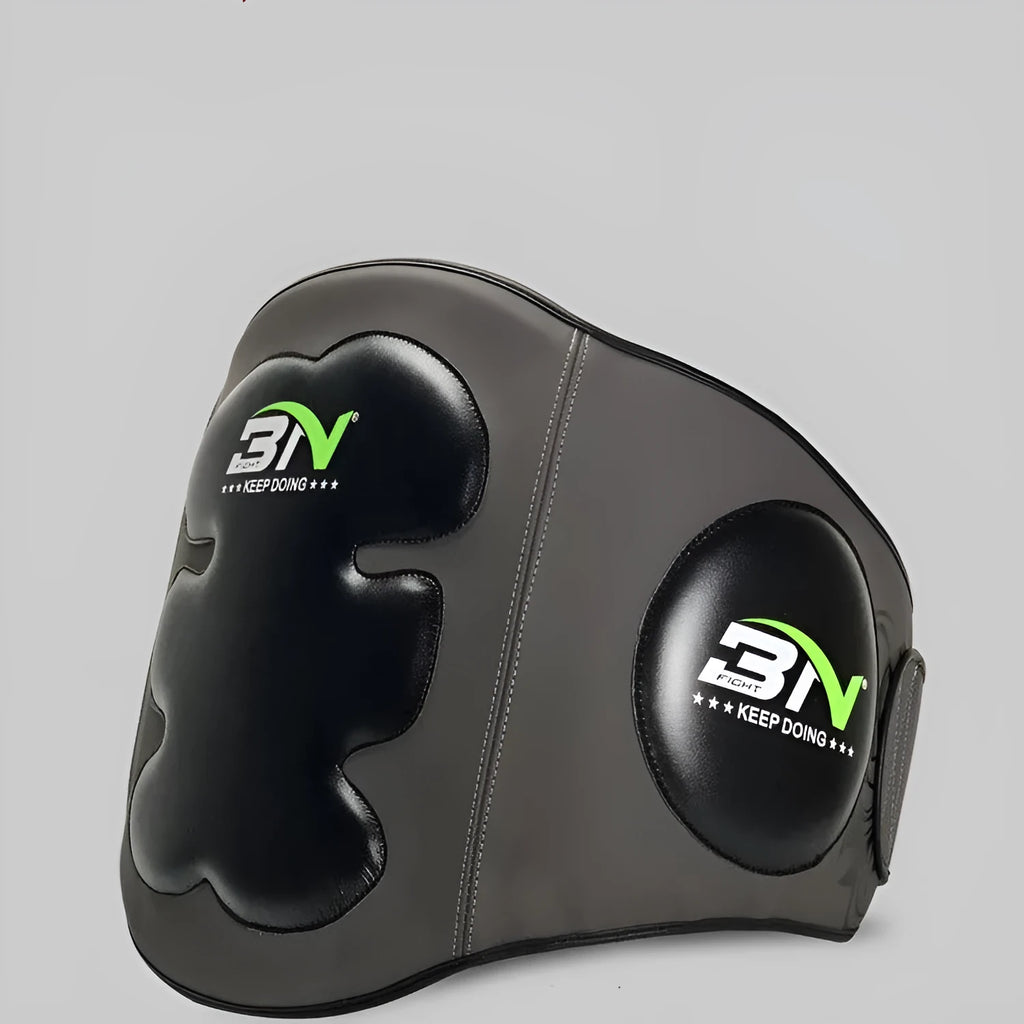 Sanda boxing waist protection target in dark grey or khaki, thickened for impact absorption.