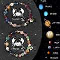 Natural stone beaded bracelets for the twelve zodiac signs, showing two bracelets in a set.