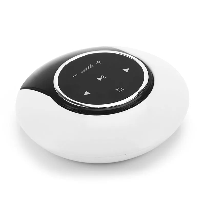 Blue folding Bluetooth desk lamp speaker with touch controls and LED lighting