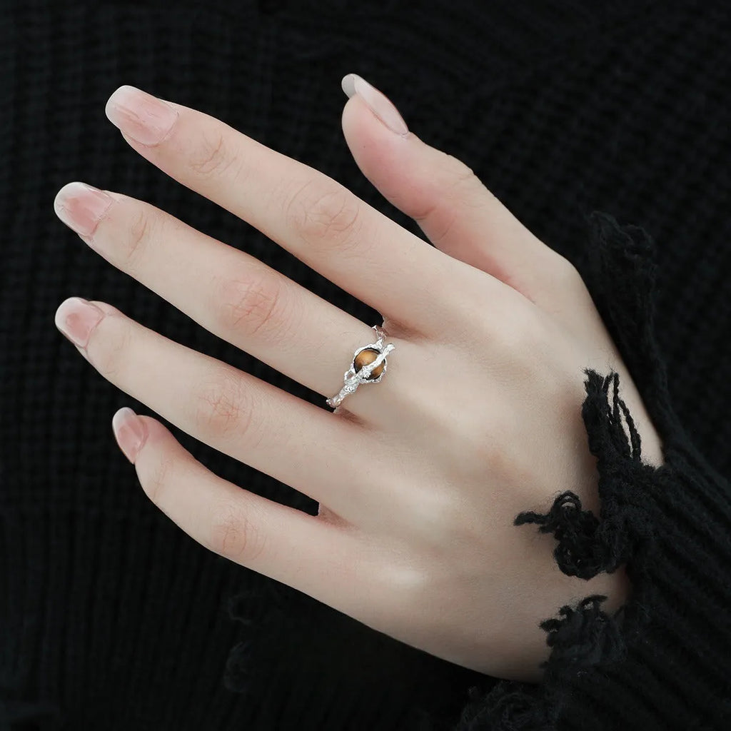 Women's Saturn design adjustable open ring in white gold colour silver
