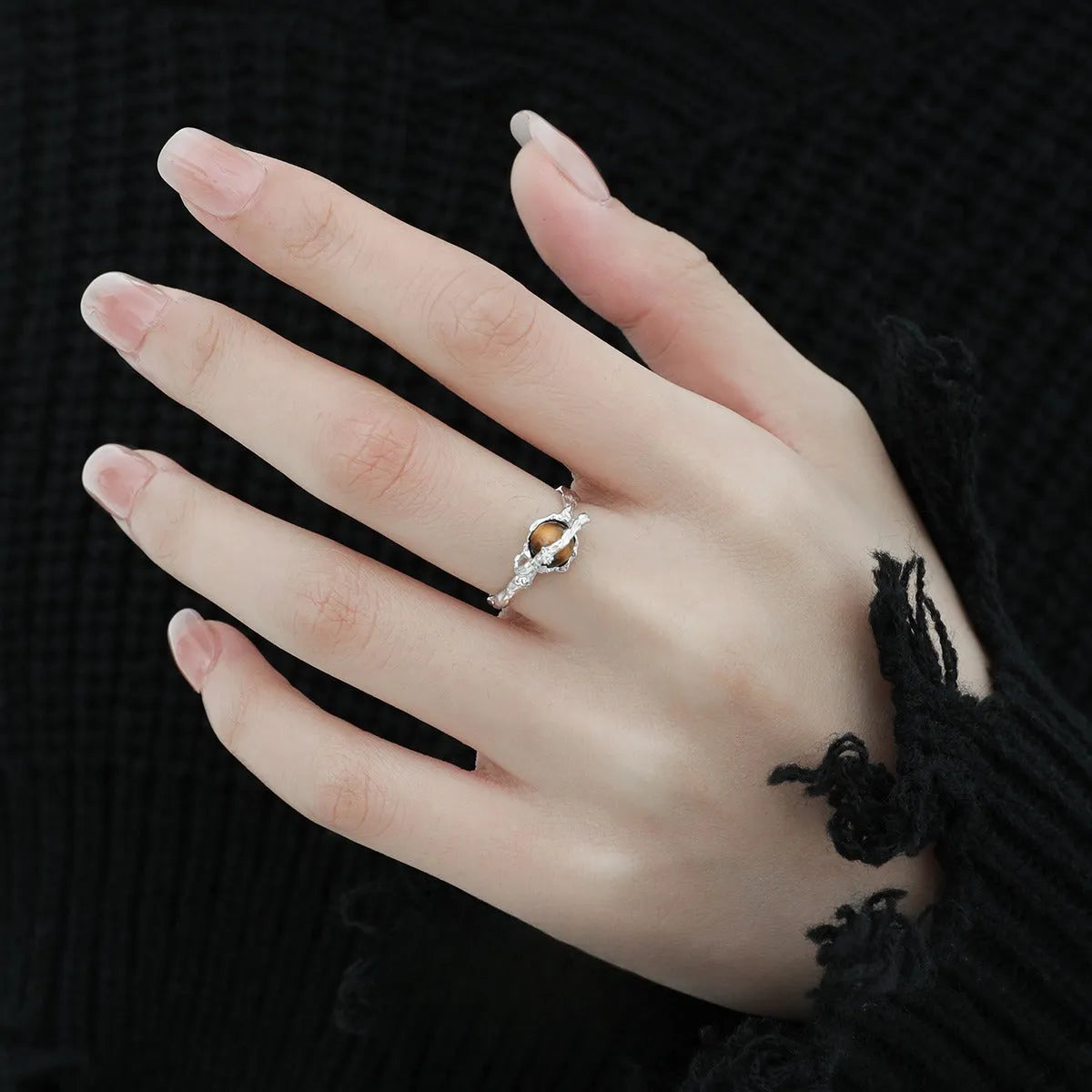 Women's Saturn design adjustable open ring in white gold colour silver