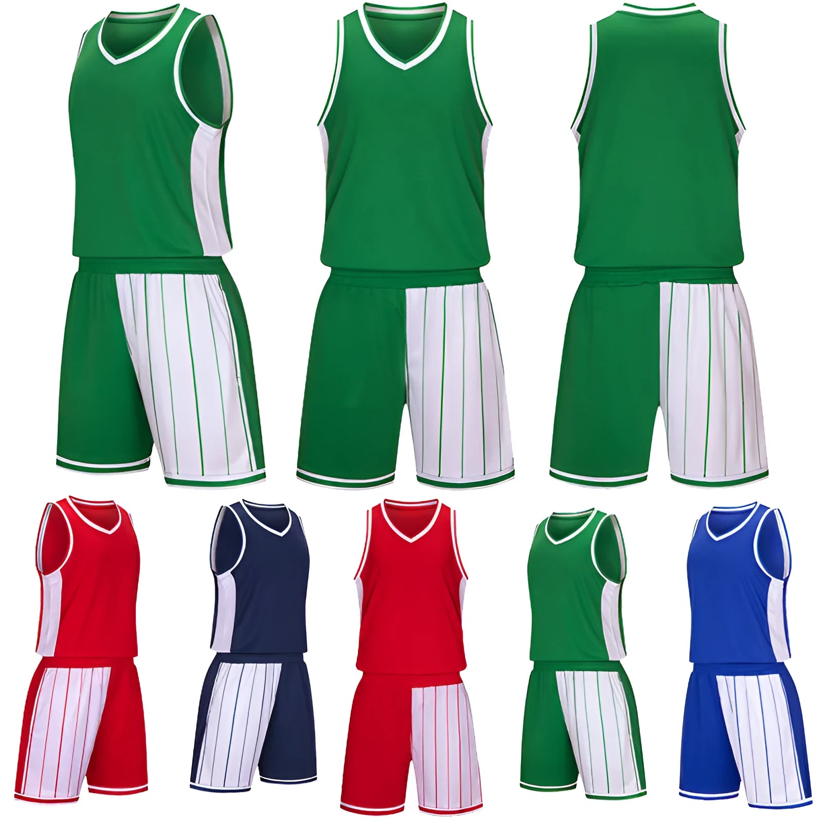 Men's basketball uniform set consisting of a quick-dry top and shorts on a hanger.