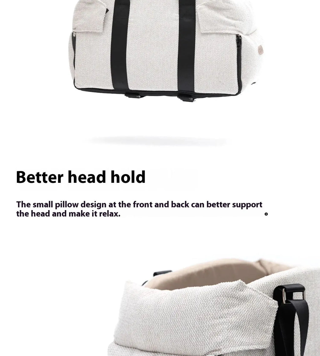 Beige white dual-use pet car nest and carrier for small pets up to 10 kg.