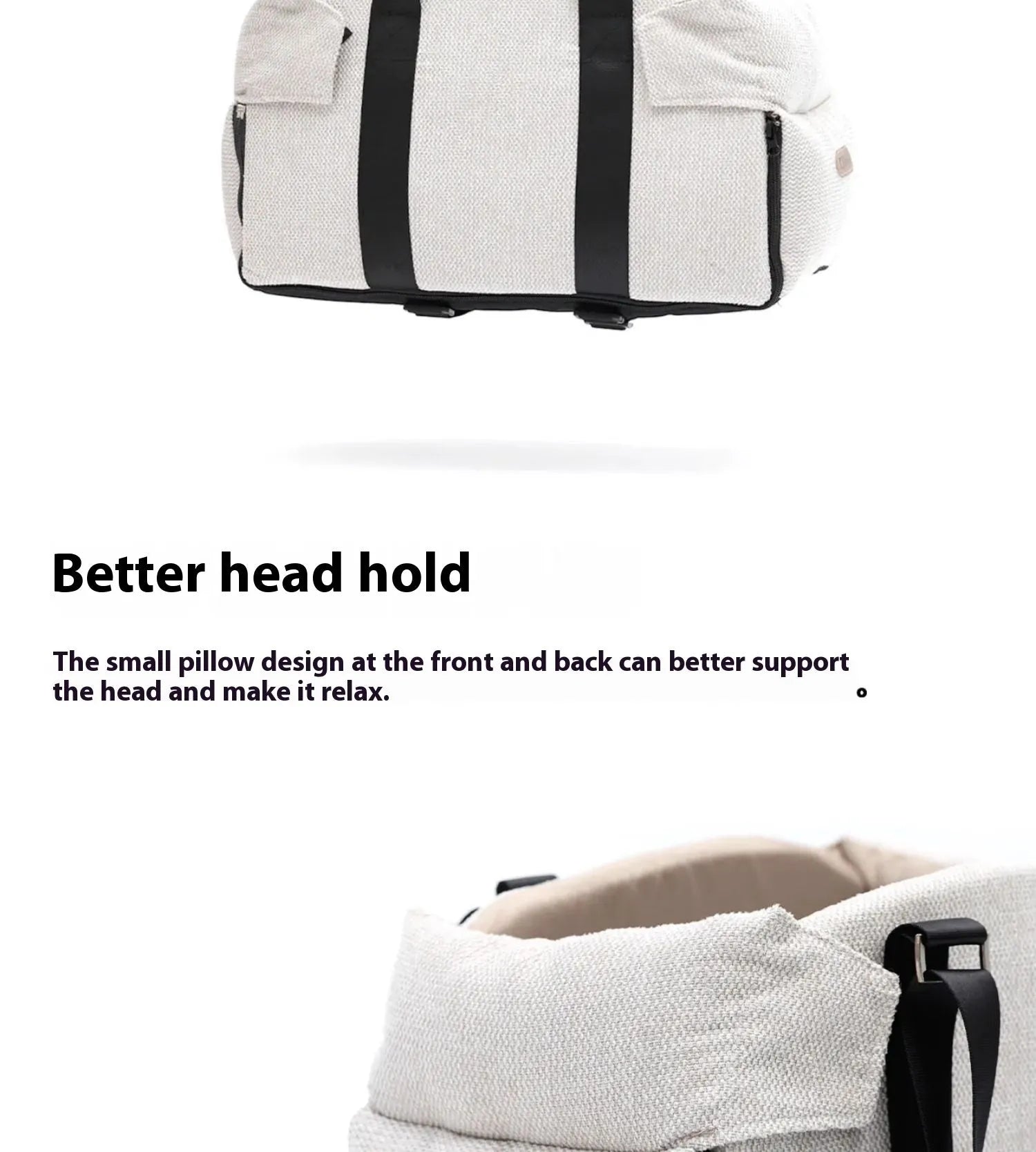Beige white dual-use pet car nest and carrier for small pets up to 10 kg.