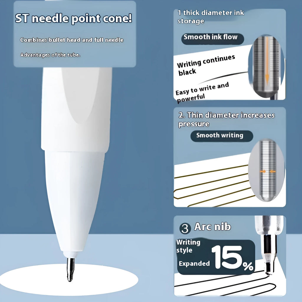 Ten-pack of quick-dry ballpoint pen refills in black, red, blue, and ink blue colours