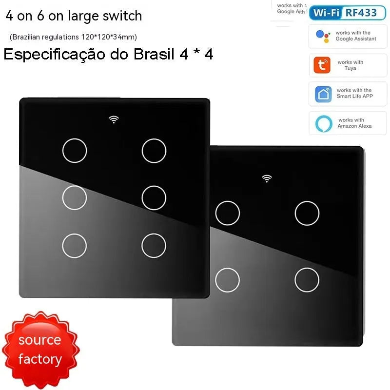 Plastic smart touch voice remote controller in black and white, 86x86x35mm