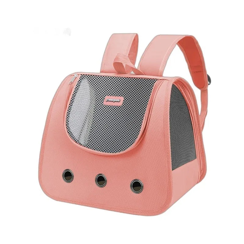 Solid-colour Oxford fabric cat backpack carrier in a medium size on a white background.