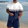Men's loose fit polyester short-sleeved T-shirt and shorts summer set in multiple colour options