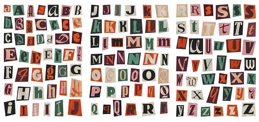 Cute English letters and numbers symbol label sticker set with multiple alphabet collections and weekly words