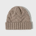 Wool knitted dome crown winter hat in assorted colours featuring a totem pattern.